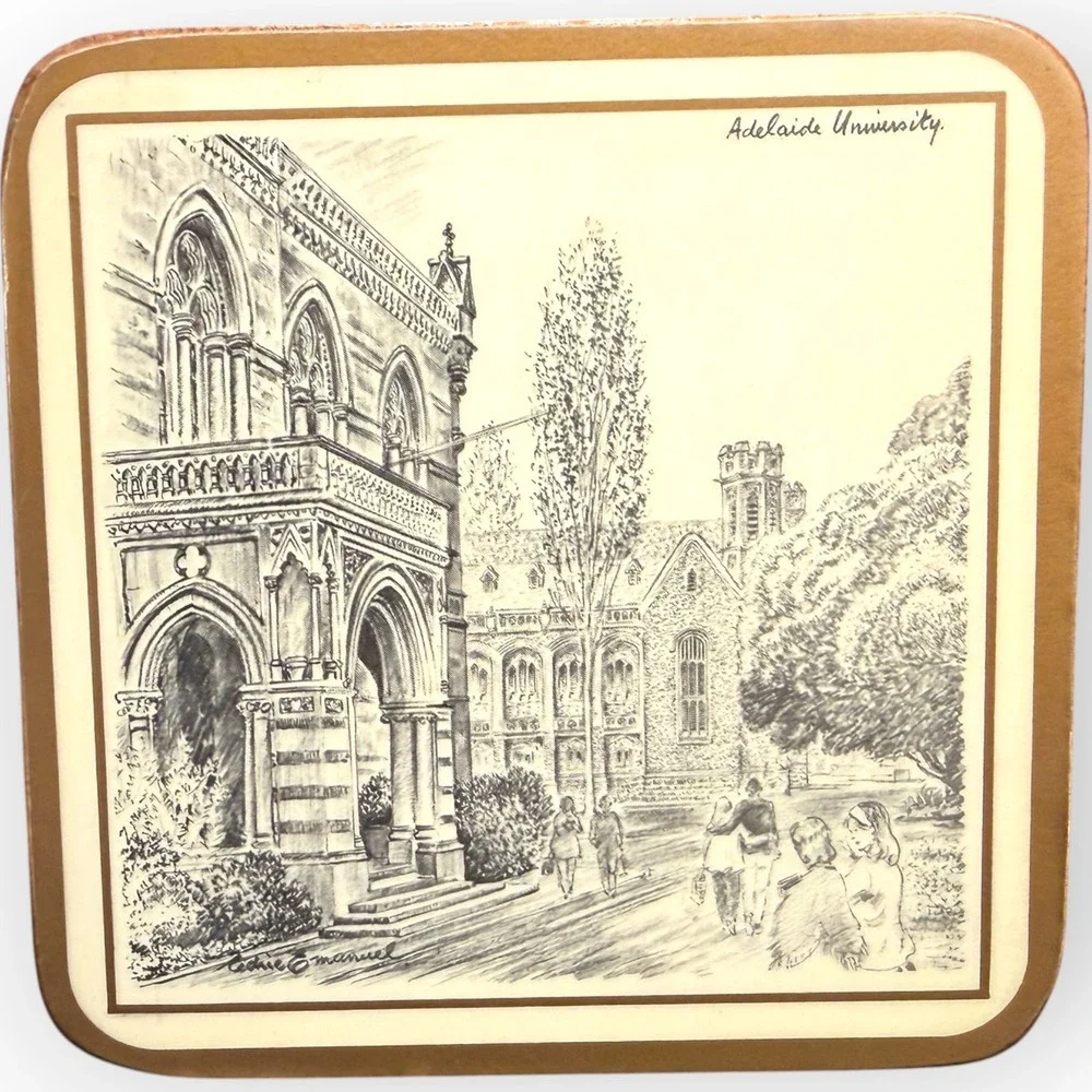 Vtg Pimpernel Cedric Emanuel Australian Landmark Coasters Set 9 Sketch Adelaide